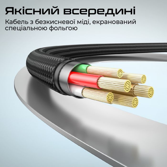 Кабель Promate USB Type-C - USB Type-C (M/M), 3 A, 60 W, 1.2 м, Springy Black