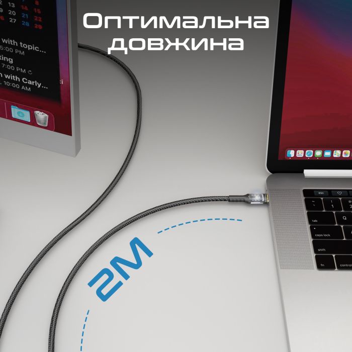 Кабель Promate USB Type-C - USB Type-C (M/M), 5 A, 100 W, 2 м, Lucidline-CC200 Black