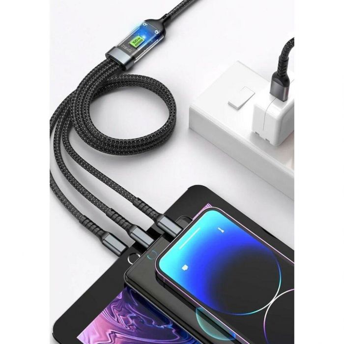 Кабель XoKo SC-3100 USB - Lightning + micro USB + USB Type-C (M/M), 1.2 м, Black (SC-3100)