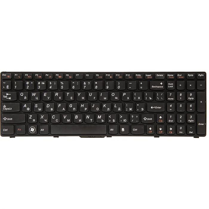 Клавіатура PowerPlant для ноутбука IBM/Lenovo B570, B590, V570 чорний, чорний фрейм (KB311538)