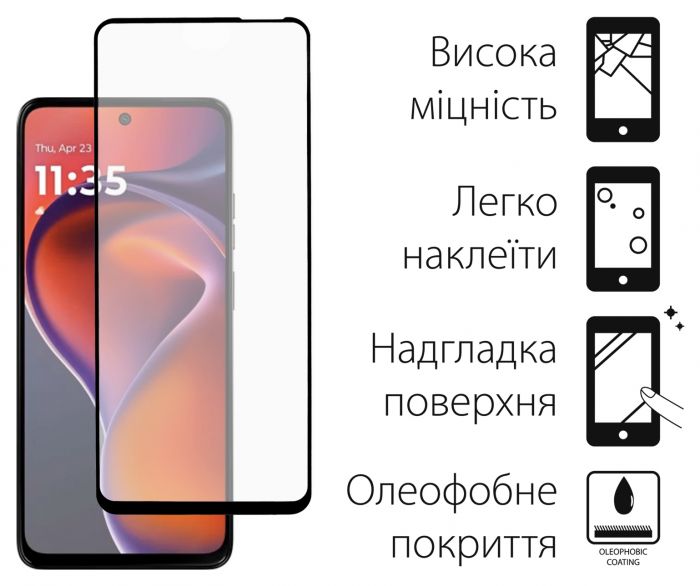 Захисне скло Dengos для Motorola G15/G15 Power Black Full Glue (TGFG-397) 