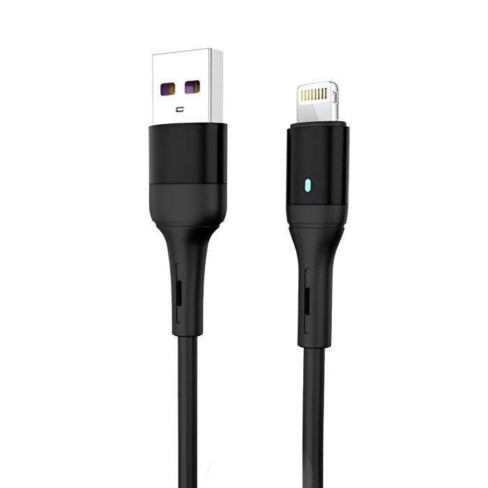 Кабель SkyDolphin S06L LED Smart Power USB - Lightning (M/M), 1 м, Black (USB-000554)