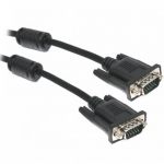 Кабель Maxxter (V-VGA-6) VGA-VGA HD15M/HD15M 3+4C, с 2-мя фер, 1.8м, чорний