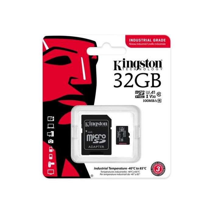 Карта пам`ятi MicroSDHC 32GB UHS-I/U3 Class 10 Kingston Industrial + SD-adapter (SDCIT2/32GB)