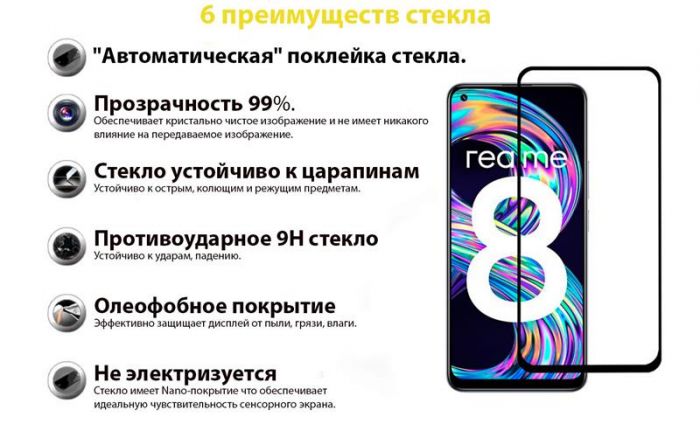 Захисне скло BeCover для Realme 8 Black (706657)