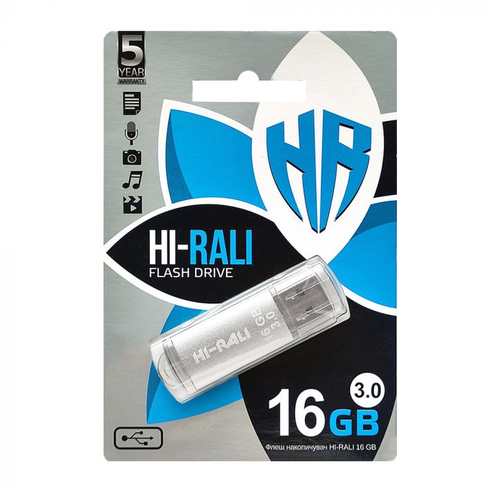 Флеш-накопичувач USB3.0 16GB Hi-Rali Rocket Series Silver (HI-16GB3VCSL)