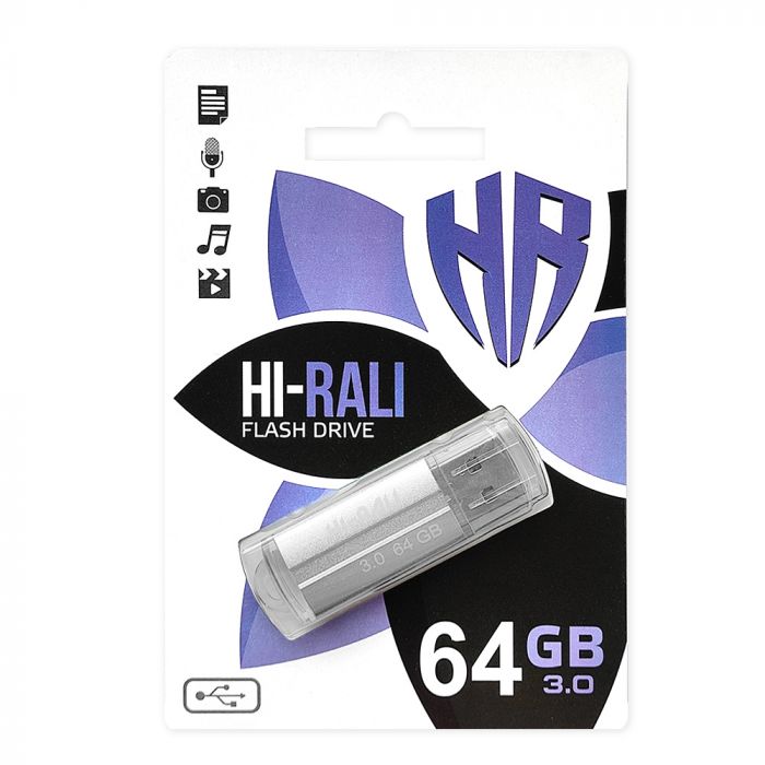 Флеш-накопичувач USB3.0 64GB Hi-Rali Corsair Series Silver (HI-64GB3CORSL)