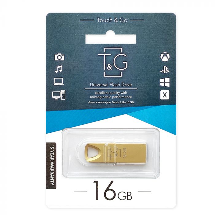 Флеш-накопичувач USB 16GB T&G 117 Metal Series Gold (TG117GD-16G)