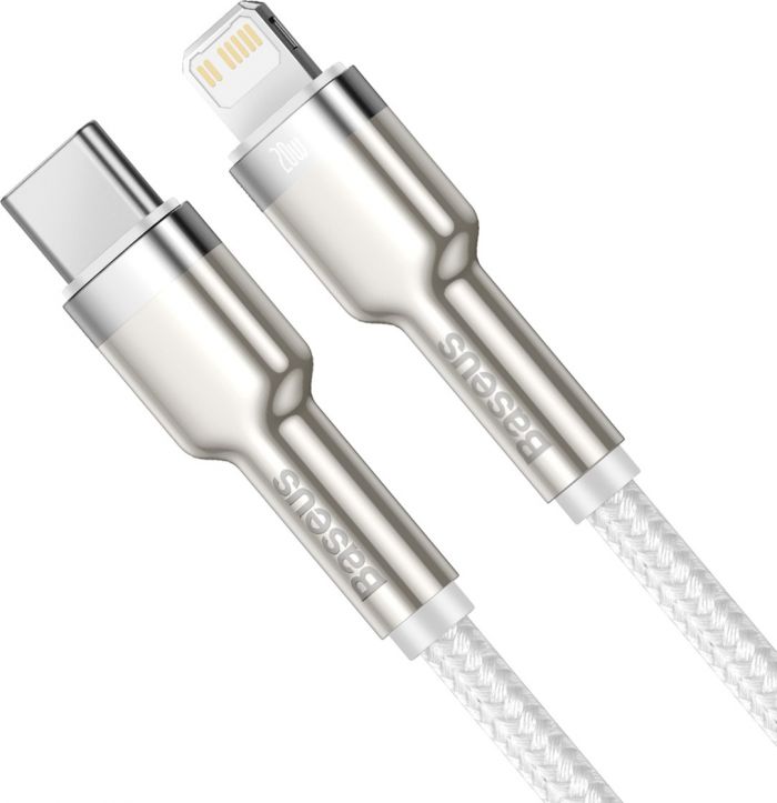 Кабель Baseus Cafule Metal USB-C-Lightning, 1м White (6953156202078)