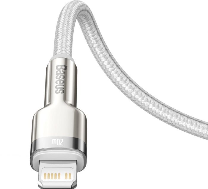 Кабель Baseus Cafule Metal USB-C-Lightning, 1м White (6953156202078)