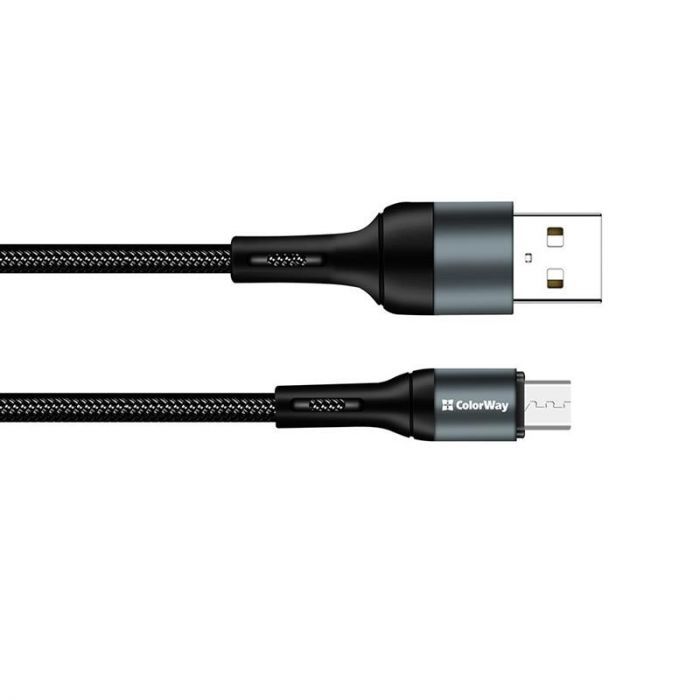 Кабель ColorWay USB - micro USB (M/M), Nylon, 2.4 А, 1 м, Black (CW-CBUM045-BK)