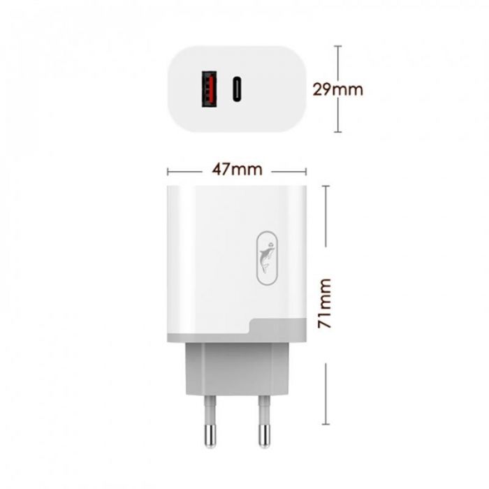 Зарядний пристрій SkyDolphin SC17 PD+QC3.0 (USB TYPE-Cx3A + USB TYPE-Ax3A) White (SDMZP-000110)