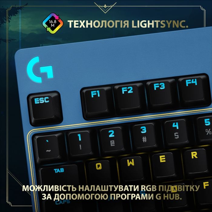 Клавiатура Logitech G PRO Mechanical Keyboard League of Legends Edition - LOL-WAVE2 Blue (920-010537) 