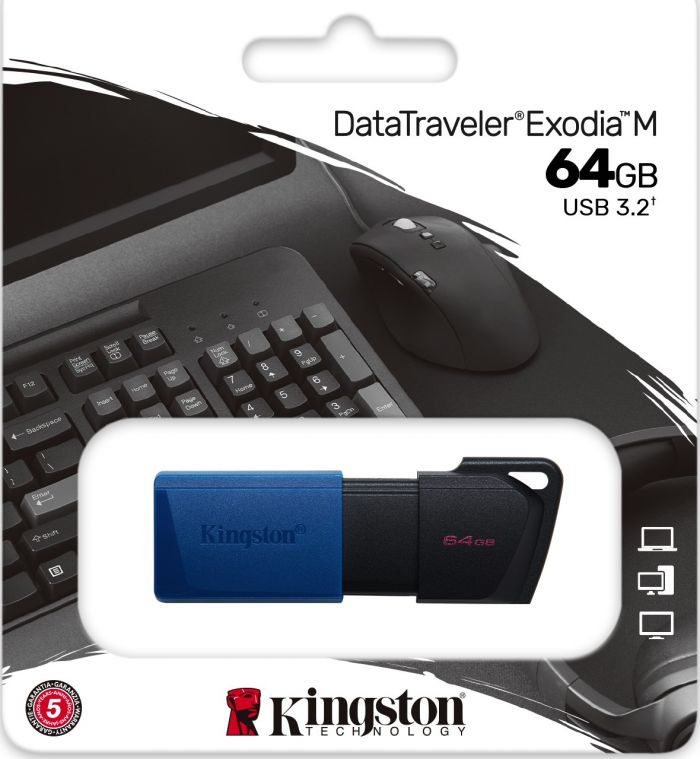 Флеш-накопичувач USB3.2 64GB Kingston DataTraveler Exodia M Black/Blue (DTXM/64GB)