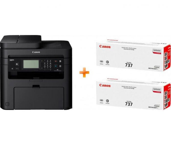 Багатофункційний пристрій А4 ч/б Canon i-SENSYS MF237w з Wi-Fi (1418C161AA) + 2 картриджа Canon 737