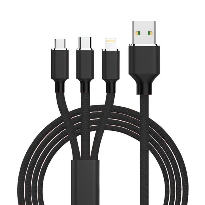 Кабель XoKo SC-330 USB - Lightning + micro USB + USB Type-C (M/M), 1.2 м, Black (SC-330-BK)