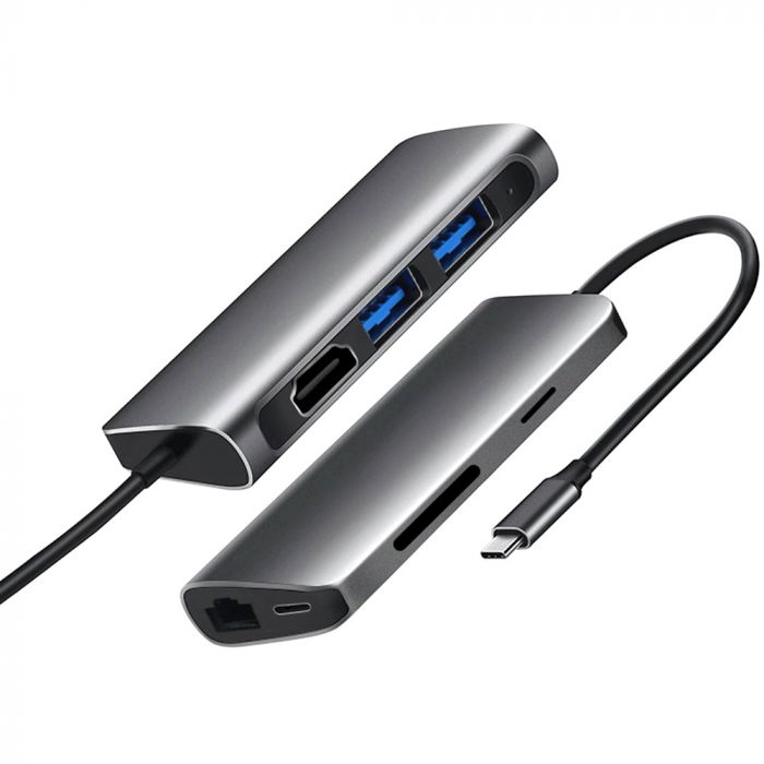 Док-станція ProLogix (PR-WUC-105B) 7 in 1 USB3.1 Type C to HDMI+2*USB3.0+PD+Lan+TF+SD