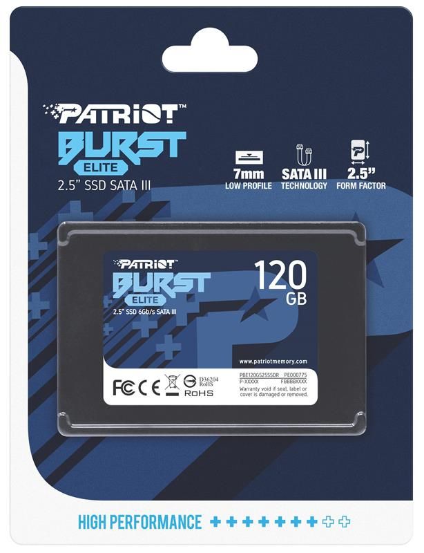 Накопичувач SSD 120GB Patriot Burst Elite 2.5" SATAIII TLC (PBE120GS25SSDR)