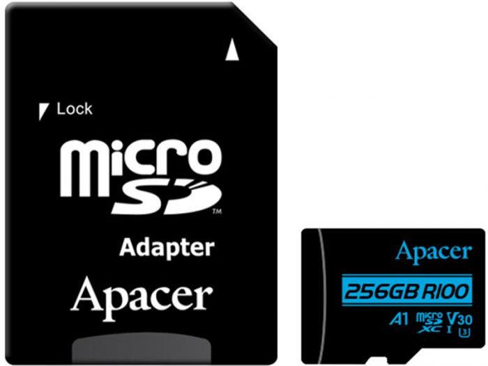 Карта пам`ятi MicroSDXC 256GB UHS-I/U3 Class 10 Apacer (AP256GMCSX10U7-R) + SD адаптер