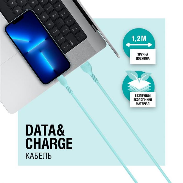 Кабель ACCLAB AL-CBCOLOR-L1MT USB - Lightning (M/M), 1.2 м, Mint (1283126518195)