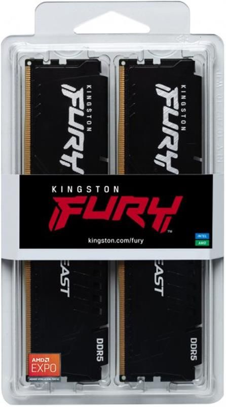 Модуль пам`яті DDR5 2x32GB/6000 Kingston Fury Beast Black (KF560C30BBK2-64)