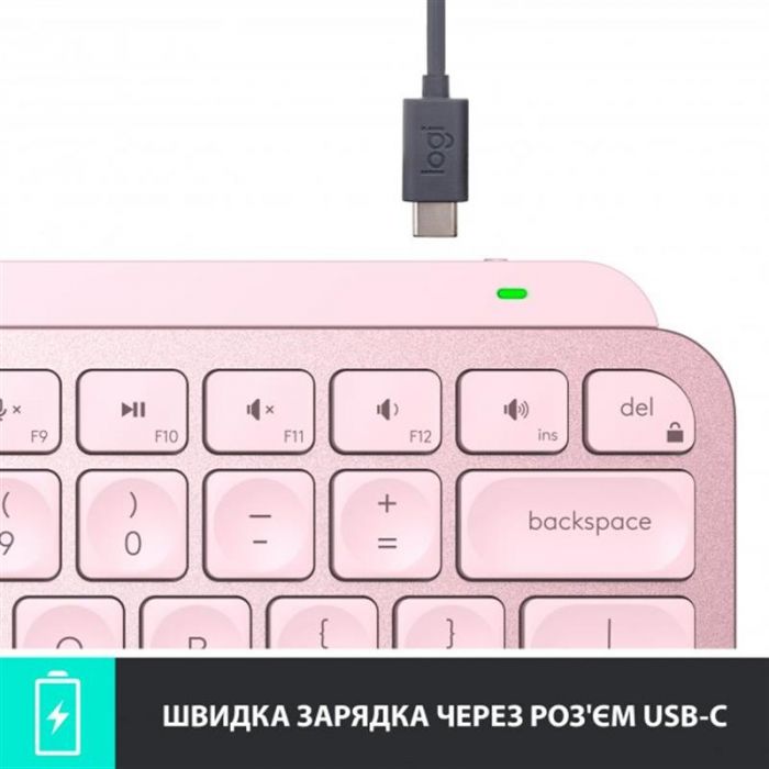 Клавіатура бездротова Logitech MX Keys Mini Wireless Illuminated UA Rose (920-010500)