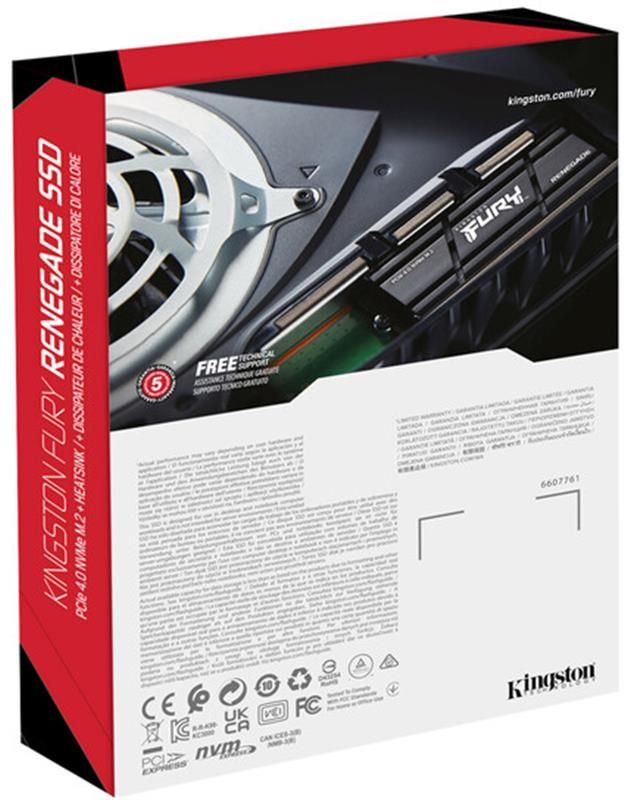 Накопичувач SSD 500GB Kingston Fury Renegade with Heatsink M.2 2280 PCIe 4.0 x4 NVMe 3D TLC (SFYRSK/500G)