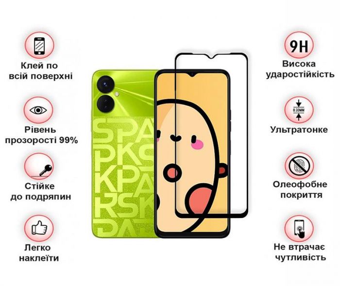 Захисне скло BeCover для Tecno Spark 9 Pro (KH7n) Black (708169)