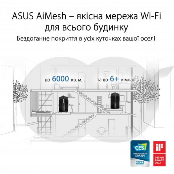 Wi-Fi Mesh система Asus ZenWiFi Pro ET12 2pk Black (90IG05Z0-MO3A20)