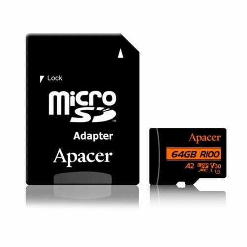 Карта пам`ятi MicroSDXC  64GB UHS-I/U3 Class 10 Apacer (AP64GMCSX10U8-R) + SD адаптер