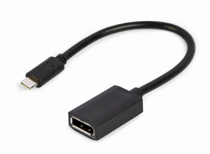 Адаптер Cablexpert USB Type-C - DisplayPort (M/F), 0.15 м, чорний (A-CM-DPF-02) 