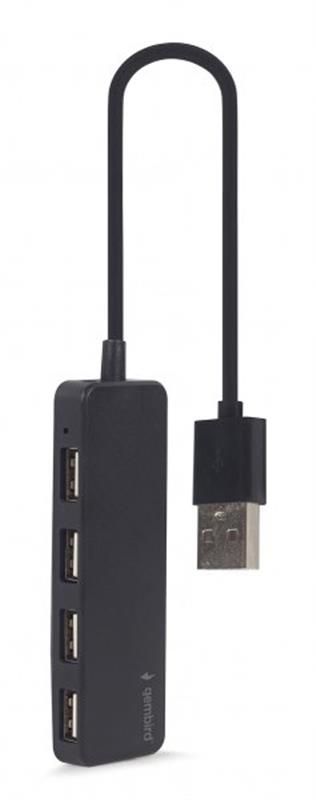 Концентратор USB Gembird 4хUSB2.0, пластик, Black (UHB-U2P4-06)