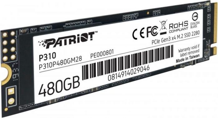 Накопичувач SSD 480GB Patriot P310 M.2 2280 PCIe NVMe 3.0 x4 TLC (P310P480GM28)