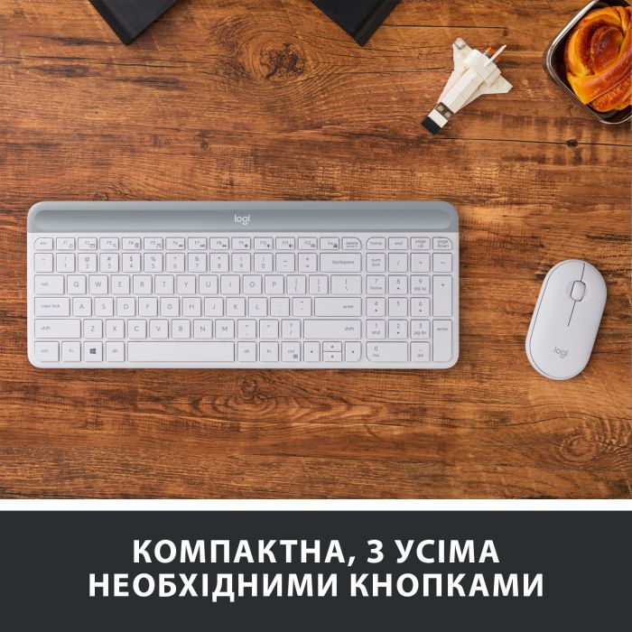 Комплект (клавіатура, мишка) бездротовий Logitech MK470 White (920-009205)