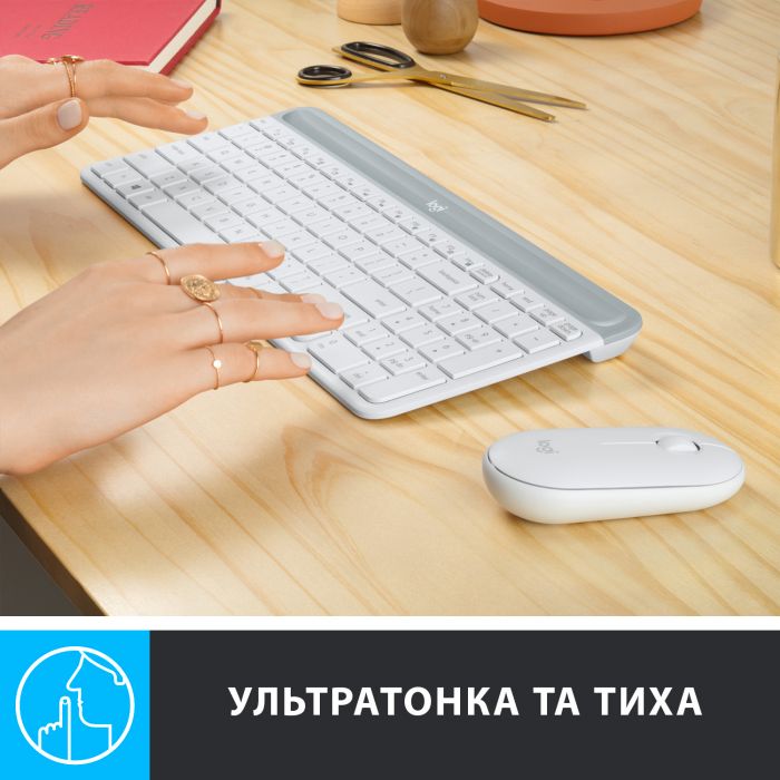 Комплект (клавіатура, мишка) бездротовий Logitech MK470 White (920-009205)