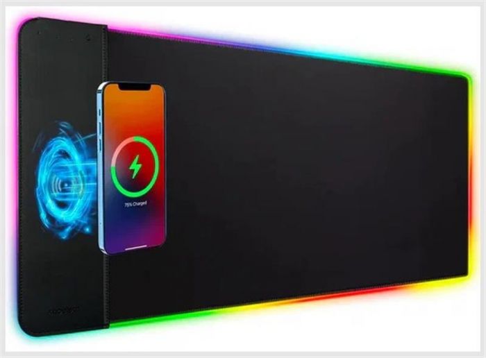 Килимок для миші з бездротовим зарядним пристроєм Choetech (T543-F) RGB Illuminated 15W Wireless Charging Mouse Pad