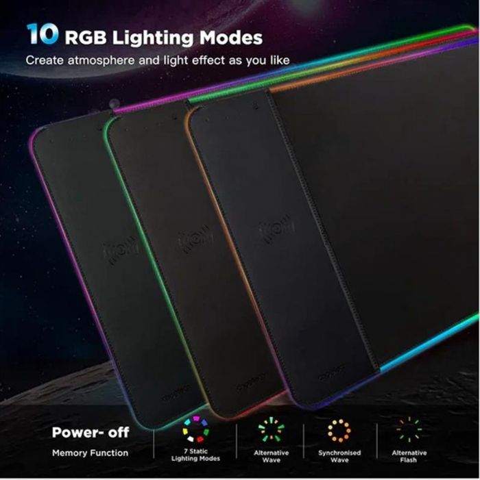 Килимок для миші з бездротовим зарядним пристроєм Choetech (T543-F) RGB Illuminated 15W Wireless Charging Mouse Pad