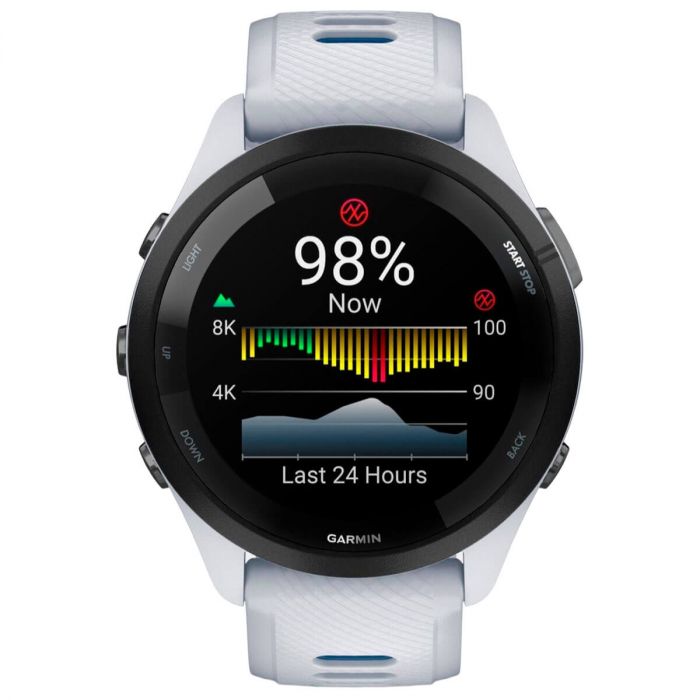 Смарт-годинник Garmin Forerunner 265 Black Bezel with Whitestone Case and Whitestone/Tidal Blue Silicone Band (010-02810-51)