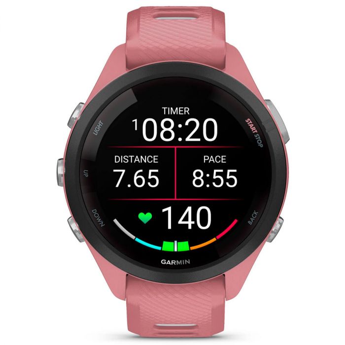 Смарт-годинник Garmin Forerunner 265S Black Bezel with Light Pink Case and Light Pink/Whitestone Silicone Band (010-02810-55)