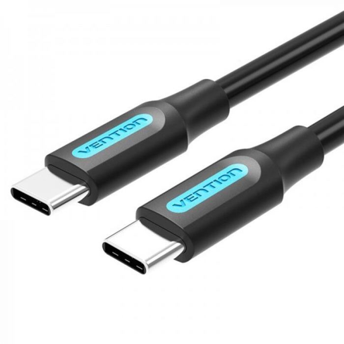 Кабель Vention USB Type-C - USB Type-C (M/M), TPE Round PD 60W, 3 A, 1.5 м, Black (COSBG)