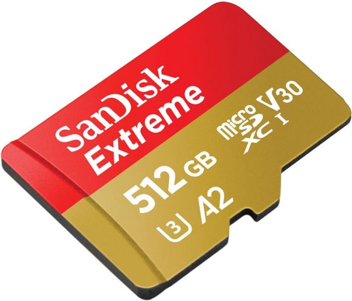 Карта пам`ятi MicroSDXC512GB C10 UHS-I SanDisk Extreme V30 U3 R190/W130MB/s + SD (SDSQXAV-512G-GN6MA)