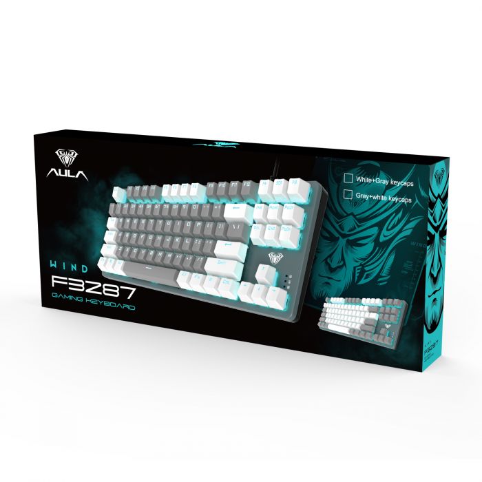 Клавіатура Aula Mechanical F3287 Grey/White keycap KRGD blue (6948391240954)