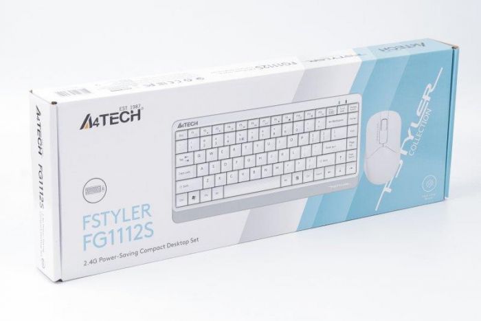 Комплект (клавіатура, мишка) бездротовий A4Tech FG1112S White USB