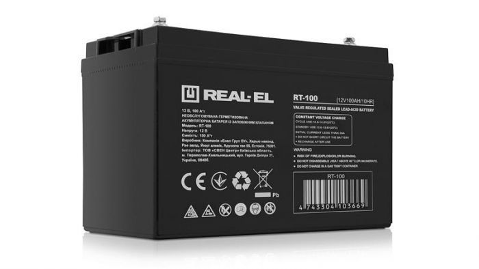 Акумуляторна батарея REAL-EL 12V 100AH (EL122200001) AGM