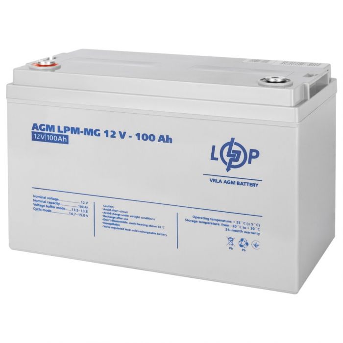 Акумуляторна батарея LogicPower 12V 100AH (LPM-MG 12 - 100 AH) AGM мультигель 