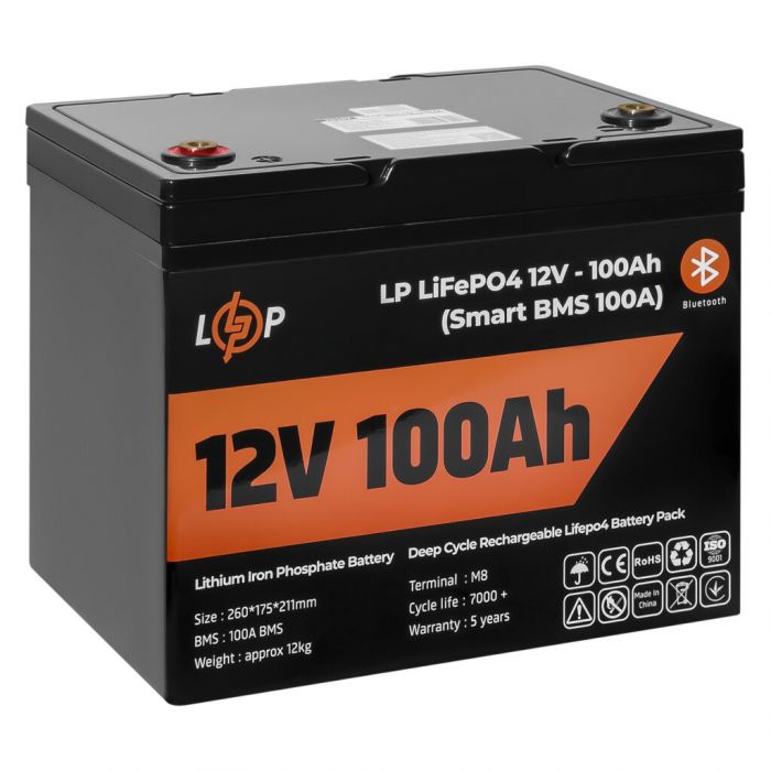 Акумуляторна батарея LogicPower 12V 100 AH (1280Wh) для ДБЖ (Smart BMS 100А) LiFePO4