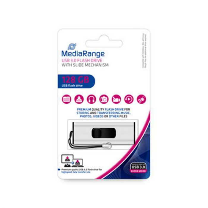 Флеш-накопичувач USB3.0 128GB MediaRange Black/Silver (MR918)