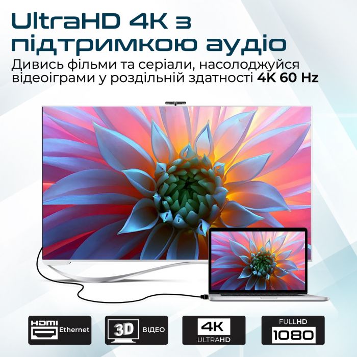 Кабель Promate ProLink HDMI - HDMI V 2.0 (M/M), 1.5 м, Black (prolink4k1-150.black)