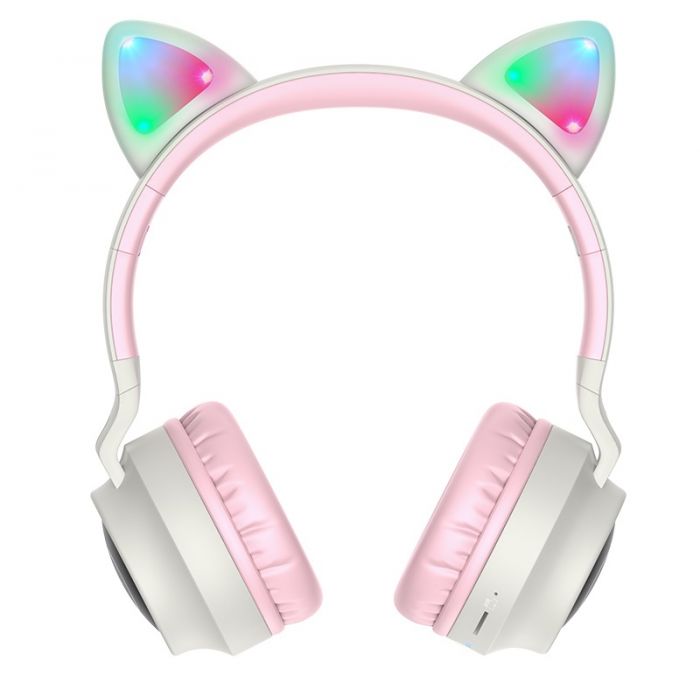 Bluetooth-гарнітура Hoco W27 Cat Ear Grey/Pink (W27GP)