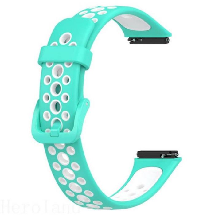 Ремінець BeCover Vents Style для Huawei Band 7/Honor Band 7 Turquoise-White (709444)